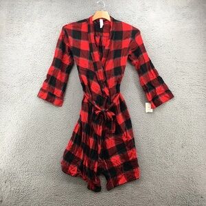 Stars Above Red and Black Checkered Women's Robe